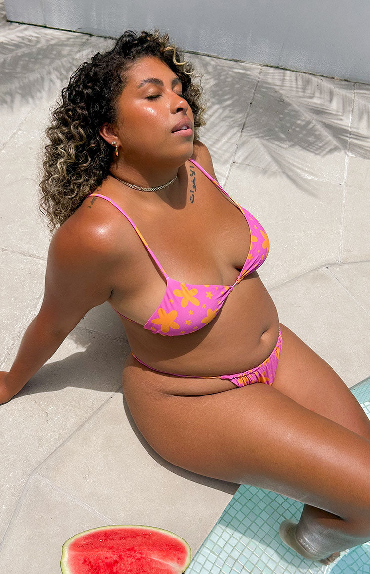 9.0 Swim Venice Orange Floral Halter Swim Top Image