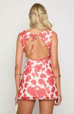 Ava Red Anemone Floral Print Mini Dress Image
