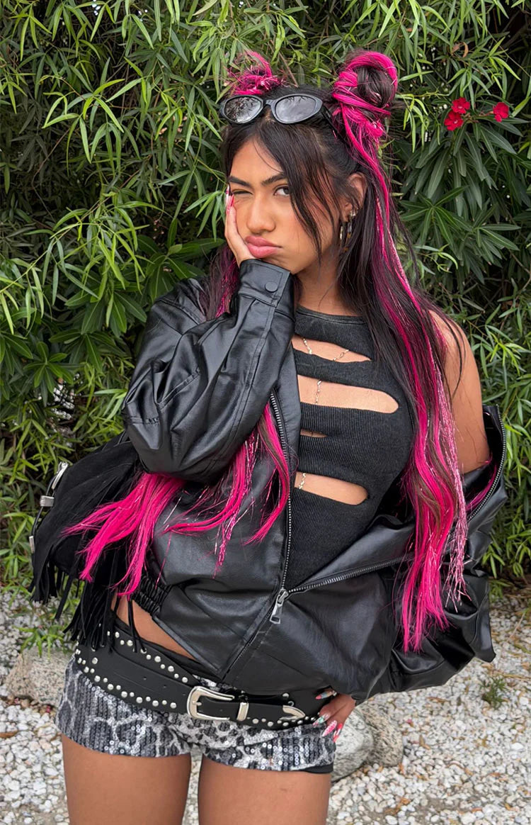 Abbi PU Black Bomber Jacket | Beginning Boutique NZ