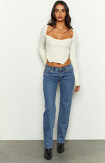 Abrand Olivia 99 Low Straight Organic Blue Denim Jeans Image