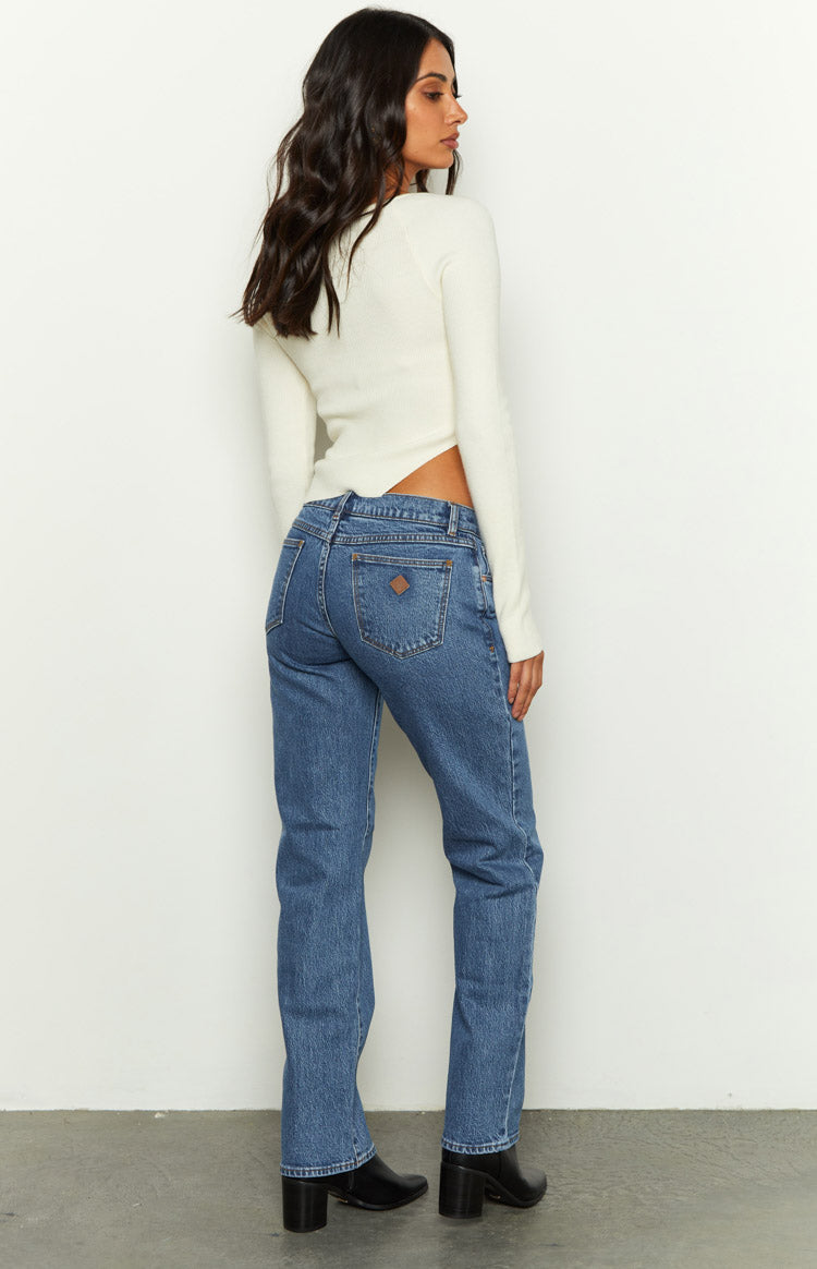 Abrand Olivia 99 Low Straight Organic Blue Denim Jeans Image