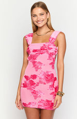 Ada Pink Floral Mini Dress Image