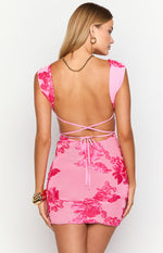 Ada Pink Floral Mini Dress Image