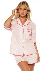 Alexea Pink Stripe Pajama Shirt Image