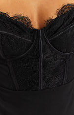 Arabella Black Lace Mesh Mini Dress Image
