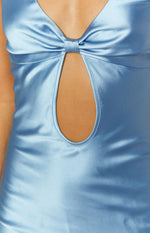 Attina Blue Satin Maxi Dress Image