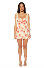 Bambi  Yellow and Pink Floral Print Mini Dress Image