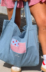 Beginning Washed Denim USA Tote Bag Image