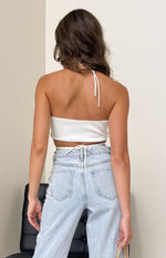 Bella White Crop Top Image