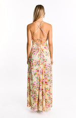 Blaise Yellow Bloom Satin Maxi Dress Image