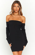 Branca Black Long Sleeve Knit Mini Dress Image