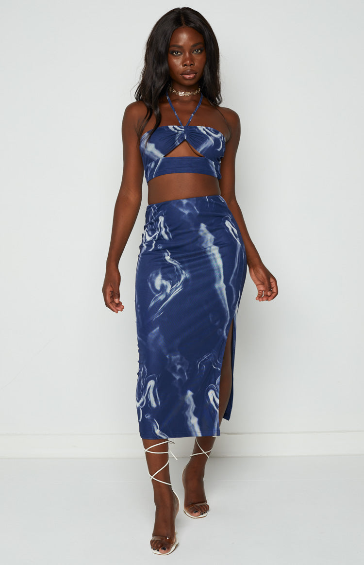 Brianna Navy Mesh Crop Top Image
