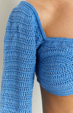 Brooklyn Blue Knit Crop Top Image