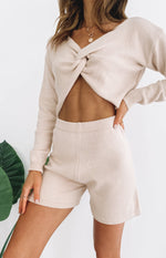 Cameron Knit Shorts Beige Image