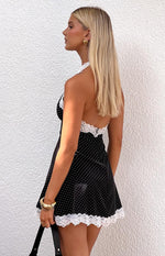Cassidy Black Polka Dot Mini Dress Image