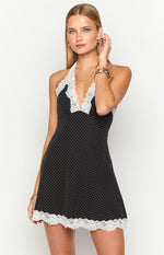 Cassidy Black Polka Dot Mini Dress Image