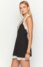 Cassidy Black Polka Dot Mini Dress Image