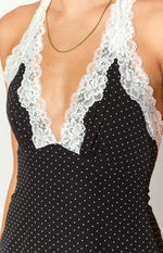Cassidy Black Polka Dot Mini Dress Image