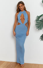 Catarina Blue Knit Midi Dress Image