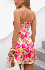 Chantell Yellow Floral Pop Mini Dress Image
