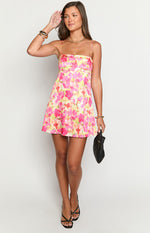 Chantell Yellow Floral Pop Mini Dress Image