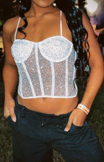 Charmaine Silver Sparkle Corset Top Image