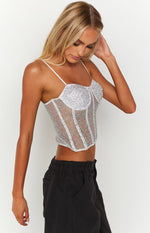 Charmaine Silver Sparkle Corset Top Image
