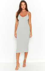 Codie Grey Rib Knit Midi Dress Image