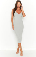 Codie Grey Rib Knit Midi Dress Image