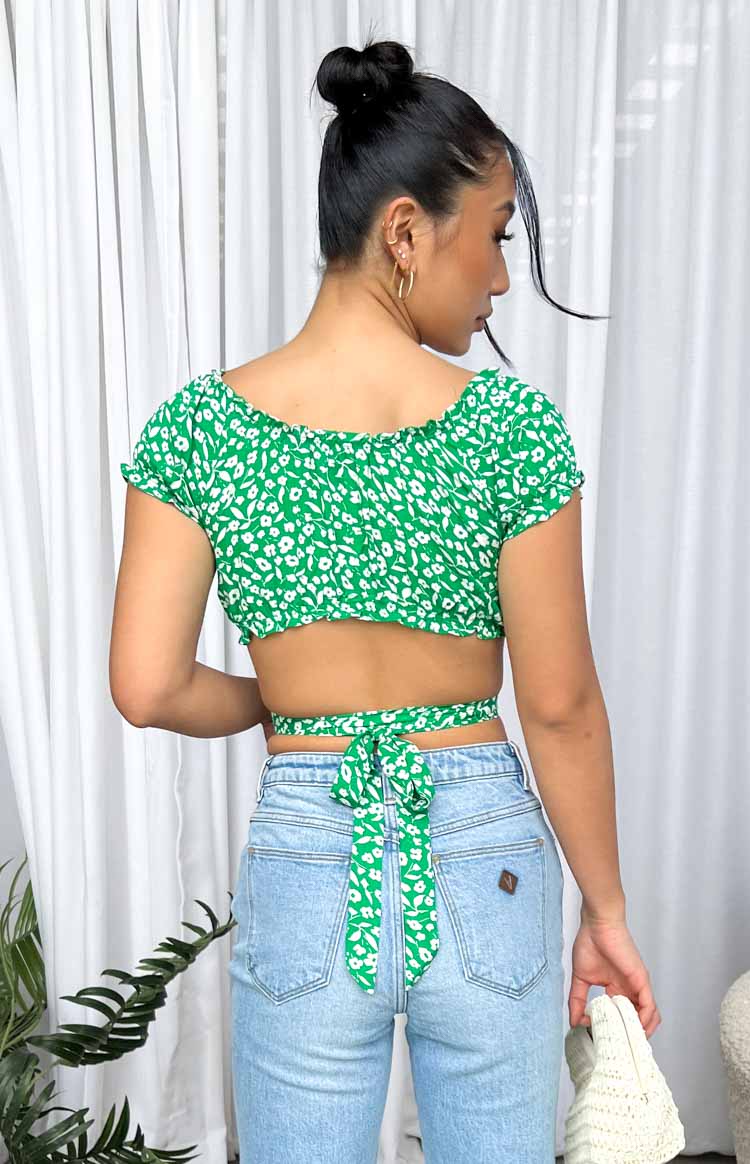 Colette Green Floral Crop Top Image