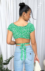 Colette Green Floral Crop Top Image