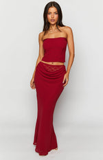 Crimson Rose Red Lace Corset Top Image