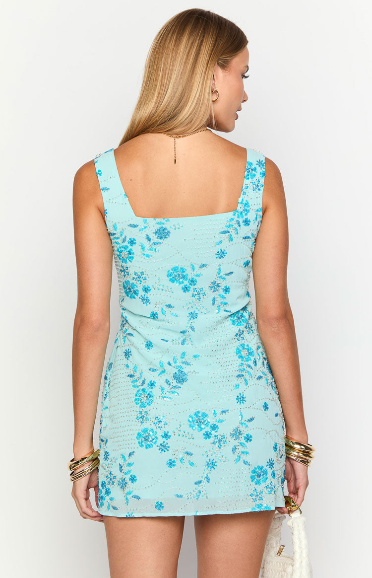 Curren Blue Beaded Mini Dress Image