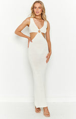 Dalaney Cream Knitted Ring Midi Dress Image
