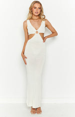 Dalaney Cream Knitted Ring Midi Dress Image