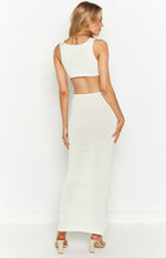 Dalaney Cream Knitted Ring Midi Dress Image