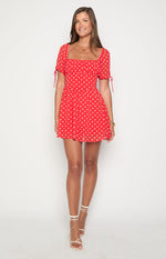 Danyal Red Polka Dot Mini Dress Image