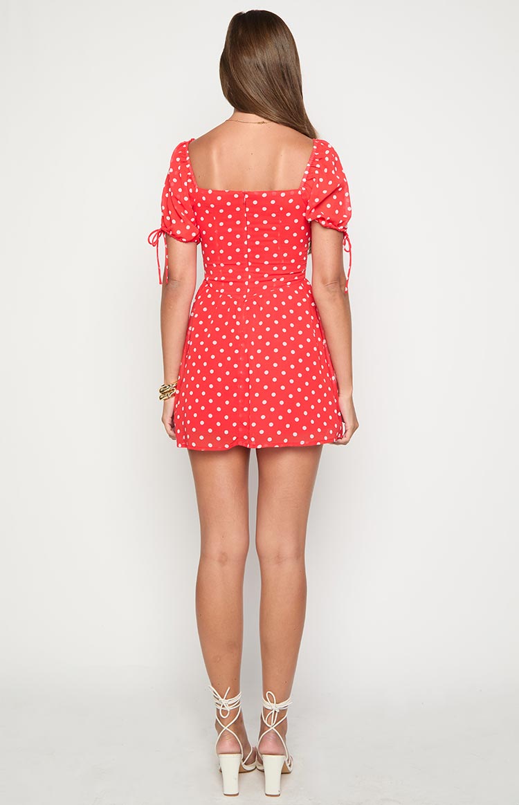 Danyal Red Polka Dot Mini Dress Image