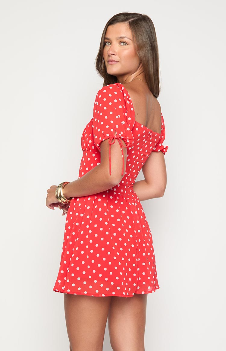 Danyal Red Polka Dot Mini Dress Image