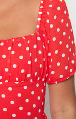 Danyal Red Polka Dot Mini Dress Image