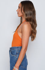 Debbie Orange Halter Bodysuit Image