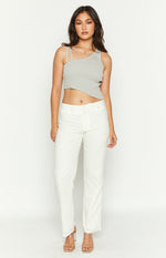 Delaney White Linen Blend Pants Image