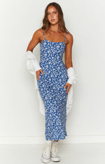 Delphine Blue Floral Midi Dress Image