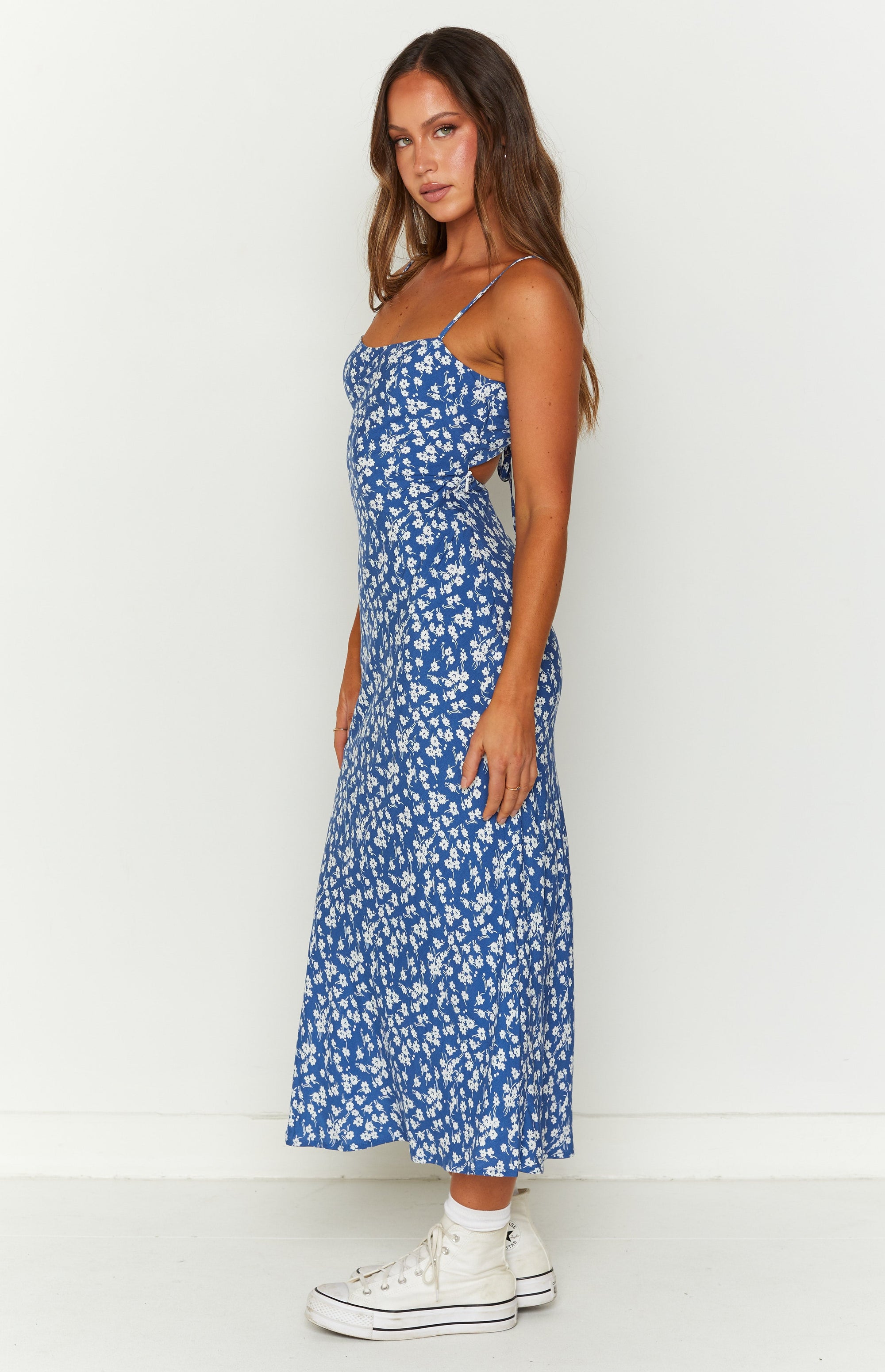 Delphine Blue Floral Midi Dress Image