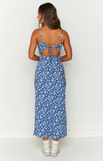Delphine Blue Floral Midi Dress Image