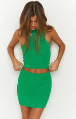 Dominica Green Rib Mini Skirt Image