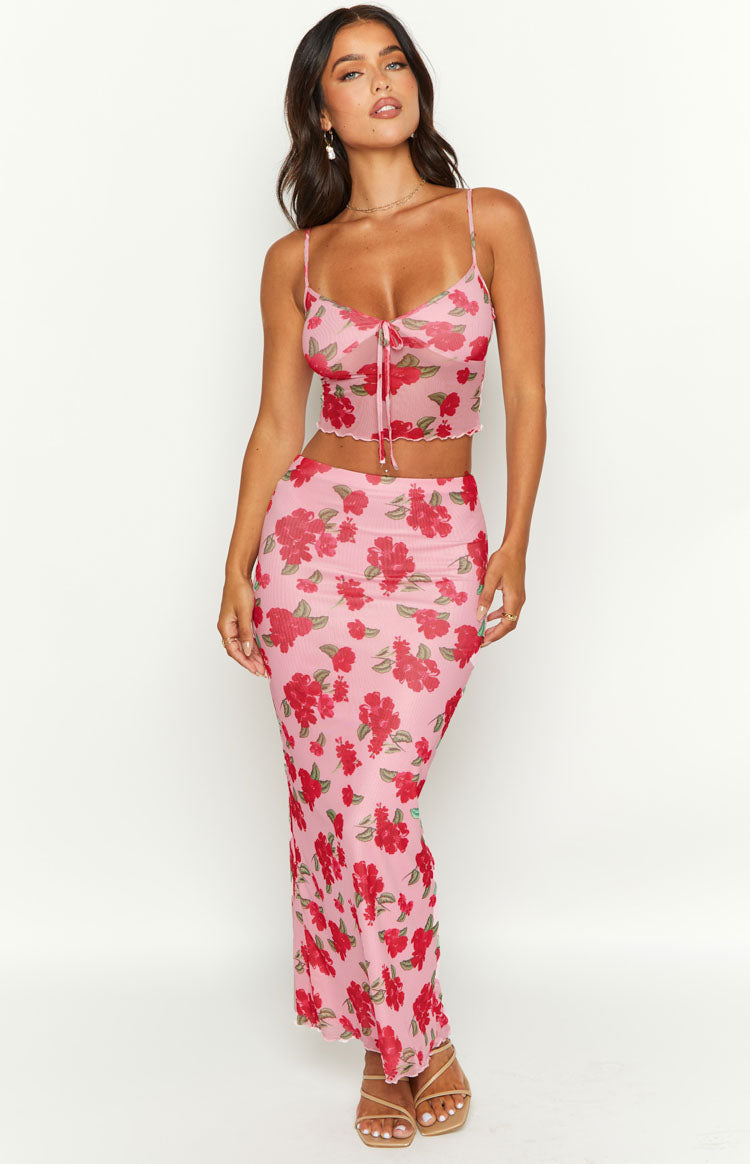 Emz Pink Floral Mesh Cami Image