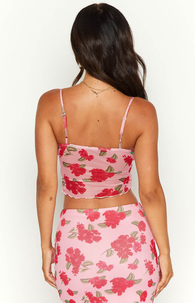 Emz Pink Floral Mesh Cami Image