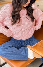 Everlea Pink Cable Knit Sweater Image
