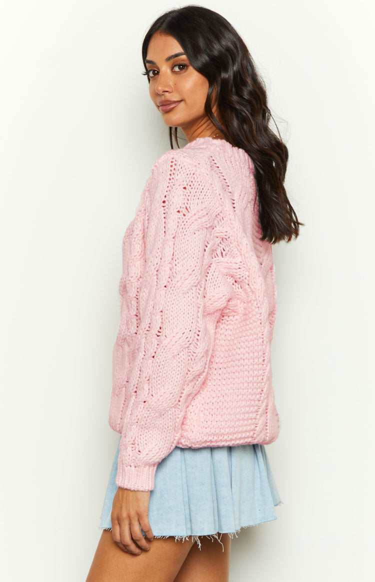 Everlea Pink Cable Knit Sweater Image